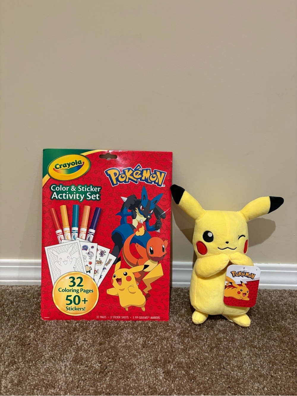 Pokemon Crayola Color & Sticker Activity Set with Yellow Pikachu 8” Plush